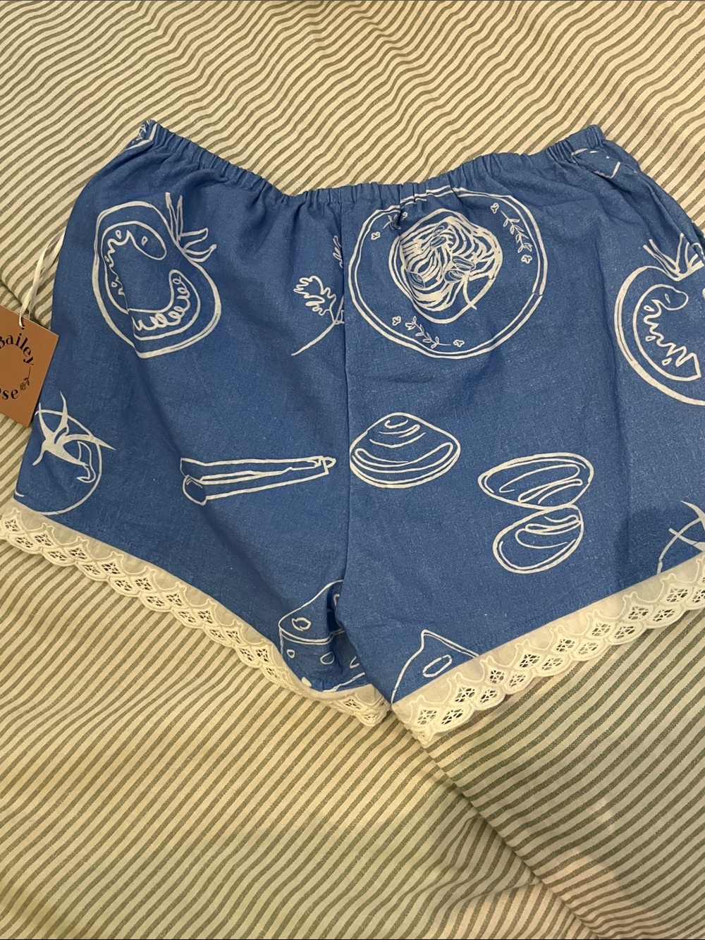 Bailey Rose Blue Printed Lace-Trim Women's Sleep Shorts - Picture 3 of 3